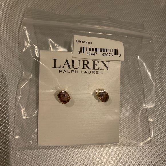 Lauren Ralph Lauren Accessories - NEW*Ralph Lauren Goldtone Light Purple Small Oval Stud Earrings